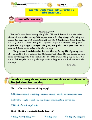 Bài tập ôn tập Tiếng Việt 4 (Kết nối tri thức) - Tuần 29