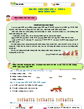 Bài tập ôn tập Tiếng Việt 4 (Kết nối tri thức) - Tuần 2