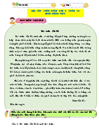 Bài tập ôn tập Tiếng Việt 4 (Kết nối tri thức) - Tuần 30