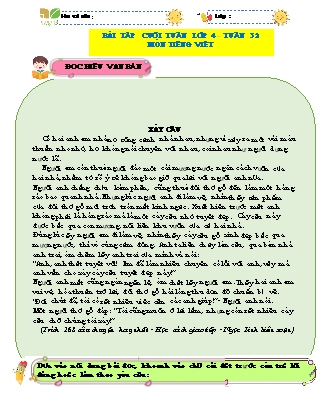 Bài tập ôn tập Tiếng Việt 4 (Kết nối tri thức) - Tuần 32