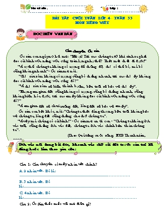 Bài tập ôn tập Tiếng Việt 4 (Kết nối tri thức) - Tuần 33