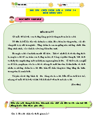 Bài tập ôn tập Tiếng Việt 4 (Kết nối tri thức) - Tuần 34
