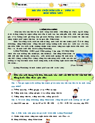 Bài tập ôn tập Tiếng Việt 4 (Kết nối tri thức) - Tuần 35