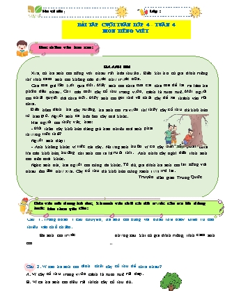 Bài tập ôn tập Tiếng Việt 4 (Kết nối tri thức) - Tuần 4