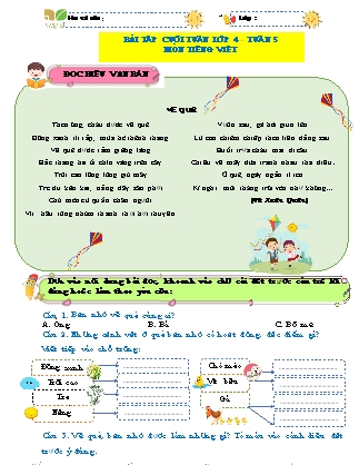 Bài tập ôn tập Tiếng Việt 4 (Kết nối tri thức) - Tuần 5