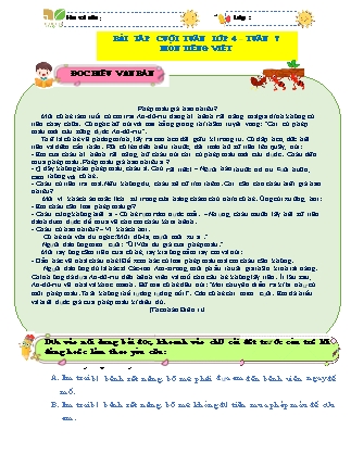 Bài tập ôn tập Tiếng Việt 4 (Kết nối tri thức) - Tuần 7