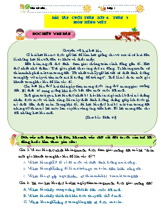 Bài tập ôn tập Tiếng Việt 4 (Kết nối tri thức) - Tuần 9