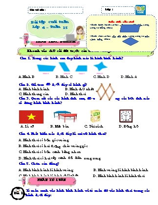 Bài tập ôn tập Toán 4 (Kết nối tri thức) - Tuần 15