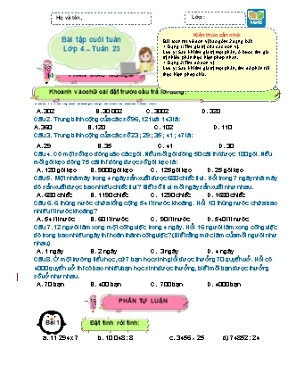 Bài tập ôn tập Toán 4 (Kết nối tri thức) - Tuần 23