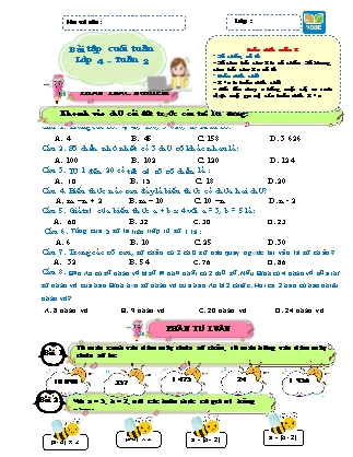 Bài tập ôn tập Toán 4 (Kết nối tri thức) - Tuần 2