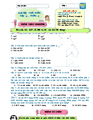 Bài tập ôn tập Toán 4 (Kết nối tri thức) - Tuần 3