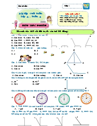 Bài tập ôn tập Toán 4 (Kết nối tri thức) - Tuần 4