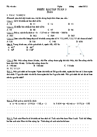 Bài tập ôn tập Toán + Tiếng Việt 4 - Tuần 3