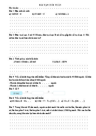 Bài tập ôn tập Toán + Tiếng Việt Lớp 4 - Tuần 20