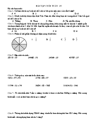 Bài tập ôn tập Toán + Tiếng Việt Lớp 4 - Tuần 25
