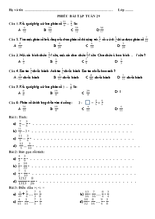 Bài tập ôn tập Toán + Tiếng Việt Lớp 4 - Tuần 29