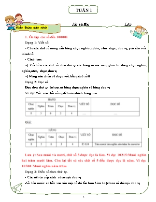 Đề cương ôn tập Toán 4 - Tuần 1