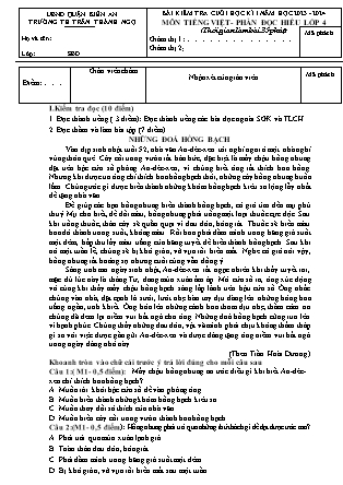 Đề kiểm tra cuối học kì I Tiếng Việt 4 - Đề 1 - Năm học 2023-2024 - Trường Tiểu học Trần Thành Ngọ (Có đáp án)