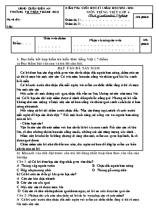 Đề kiểm tra cuối học kì I Tiếng Việt 4 - Đề 2 - Năm học 2023-2024 - Trường Tiểu học Trần Thành Ngọ (Có đáp án)