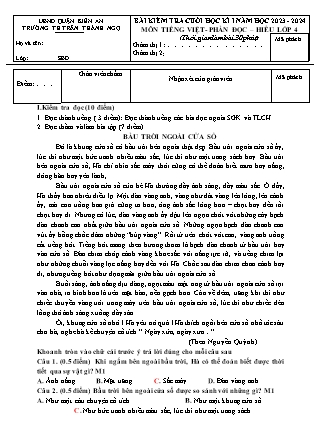 Đề kiểm tra cuối học kì I Tiếng Việt 4 - Đề 7 - Năm học 2023-2024 - Trường Tiểu học Trần Thành Ngọ (Có đáp án)