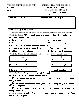 Đề kiểm tra cuối học kì II Lịch sử và Địa lí 4 - Năm học 2022-2023 - Trường Tiểu học Quán Trữ