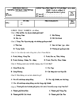 Đề kiểm tra cuối học kì II Lịch sử và Địa lí 4 - Năm học 2023-2024 - Trường Tiểu học Trần Thành Ngọ (Có đáp án)