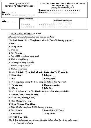 Đề kiểm tra cuối học kì II Lịch sử và Địa lí Lớp 4 - Năm học 2023-2024 - Trường Tiểu học Trần Thành Ngọ (Có đáp án)