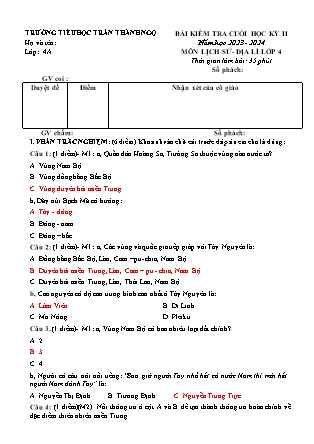 Đề kiểm tra cuối học kì II môn Lịch sử và Địa lí 4 - Năm học 2023-2024 - Trường Tiểu học Trần Thành Ngọ (Có đáp án)
