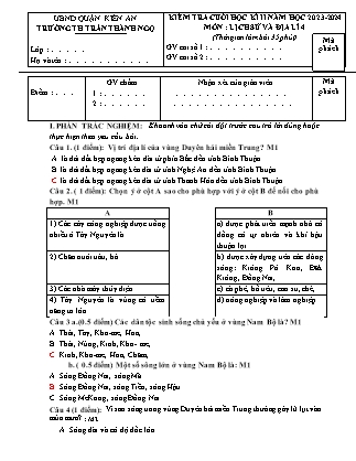 Đề kiểm tra cuối học kì II môn Lịch sử và Địa lí Lớp 4 - Năm học 2023-2024 - Trường Tiểu học Trần Thành Ngọ (Có đáp án)