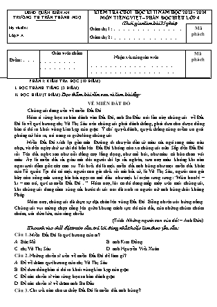 Đề kiểm tra cuối học kì II môn Tiếng Việt 4 - Năm học 2023-2024 - Trường Tiểu học Trần Thành Ngọ (Có đáp án)