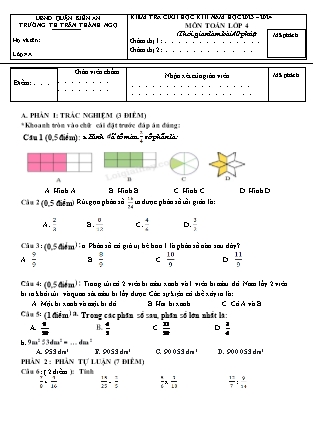 Đề kiểm tra cuối học kì II môn Toán 4 - Năm học 2023-2024 - Trường Tiểu học Trần Thành Ngọ (Có đáp án)