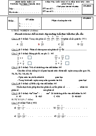 Đề kiểm tra cuối học kì II môn Toán học 4 - Năm học 2023-2024 - Trường Tiểu học Trần Thành Ngọ (Có đáp án)