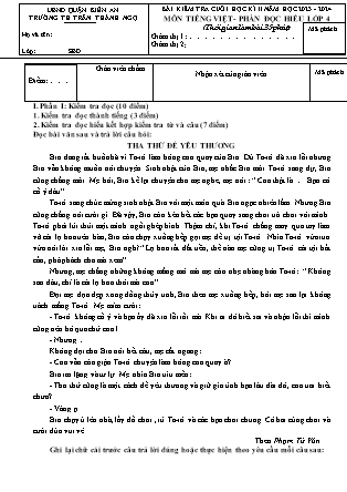 Đề kiểm tra cuối học kì II Tiếng Việt 4 - Năm học 2023-2024 - Trường Tiểu học Trần Thành Ngọ (Có đáp án)
