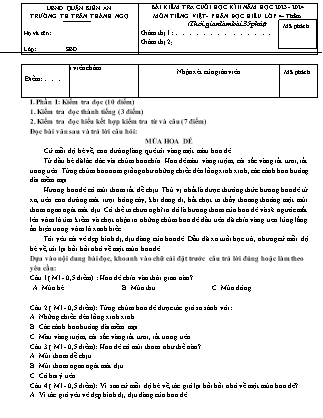 Đề kiểm tra cuối học kì II Tiếng Việt Lớp 4 - Năm học 2023-2024 - Trường Tiểu học Trần Thành Ngọ (Có đáp án)