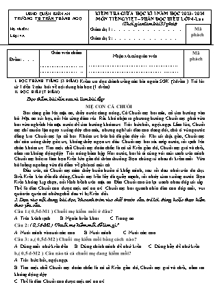 Đề kiểm tra giữa học kì I môn Tiếng Việt Lớp 4 - Năm học 2023-2024 - Trường Tiểu học Trần Thành Ngọ