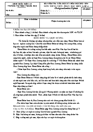 Đề kiểm tra giữa học kì I Tiếng Việt 4 - Năm học 2023-2024 - Trường Tiểu học Trần Thành Ngọ (Có đáp án)