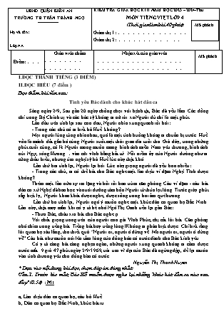 Đề kiểm tra giữa học kì II môn Tiếng Việt 4 - Năm học 2023-2024 - Trường Tiểu học Trần Thành Ngọ (Có đáp án)