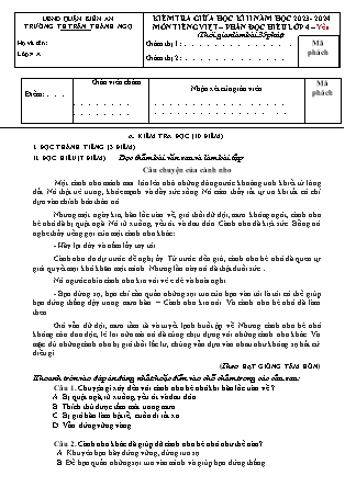 Đề kiểm tra giữa học kì II Tiếng Việt 4 - Năm học 2023-2024 - Trường Tiểu học Trần Thành Ngọ (Có đáp án)