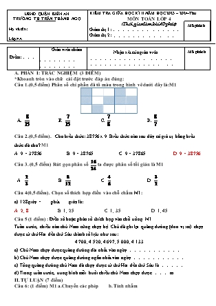 Đề kiểm tra giữa học kì II Toán học Lớp 4 - Năm học 2023-2024 - Trường Tiểu học Trần Thành Ngọ (Có đáp án)