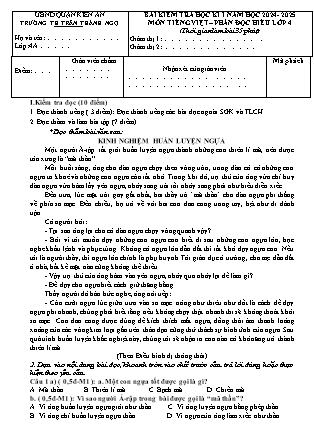 Đề kiểm tra học kì I Tiếng Việt Lớp 4 - Năm học 2024-2025 - Trường Tiểu học Trần Thành Ngọ (Có đáp án)