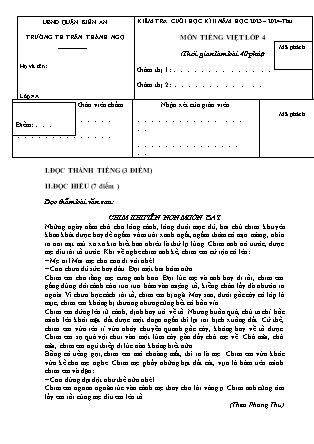 Đề kiểm tra môn Tiếng Việt 4 cuối học kì II - Năm học 2023-2024 - Trường Tiểu học Trần Thành Ngọ (Có đáp án)