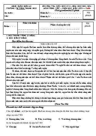 Đề kiểm tra Tiếng Việt 4 cuối học kì II - Năm học 2023-2024 - Trường Tiểu học Trần Thành Ngọ (Có đáp án)