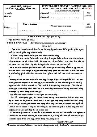 Đề kiểm tra Tiếng Việt Lớp 4 giữa học kì II - Năm học 2023-2024 - Trường Tiểu học Trần Thành Ngọ (Có đáp án)