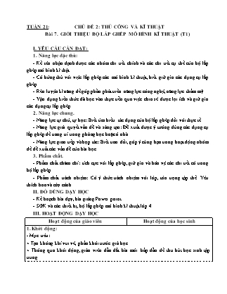 Giáo án Công nghệ 4 (Kết nối tri thức) - Tuần 21