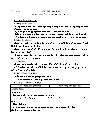 Giáo án Công nghệ 4 (Kết nối tri thức) - Tuần 34