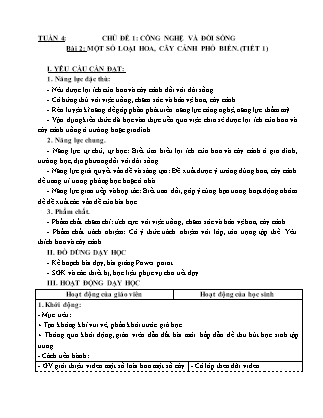 Giáo án Công nghệ 4 (Kết nối tri thức) - Tuần 4