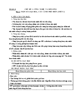 Giáo án Công nghệ 4 (Kết nối tri thức) - Tuần 5