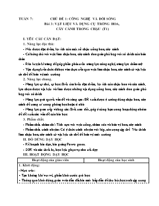 Giáo án Công nghệ 4 (Kết nối tri thức) - Tuần 7
