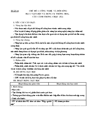 Giáo án Công nghệ 4 (Kết nối tri thức) - Tuần 8