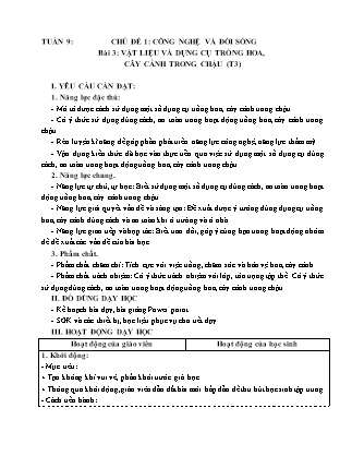 Giáo án Công nghệ 4 (Kết nối tri thức) - Tuần 9